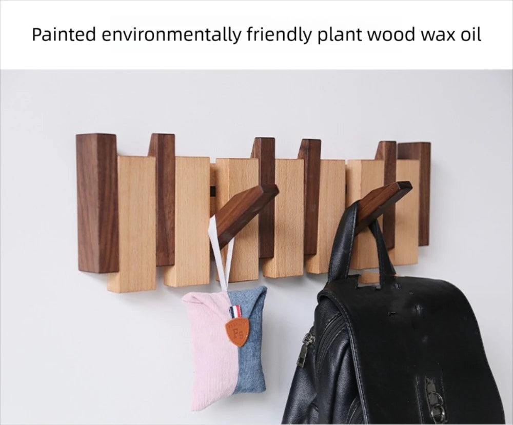 New Wall Mounted Wood Coat Racks with 8 Hooks Art Entry Door Porch Hanging Hook Piano Key Shaped Clothes Hook Keys