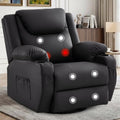 Adult 360 Degree Swivel Rocker Recliner Heated Massage Cup Holders Faux Leather Manual Remote Control Chair