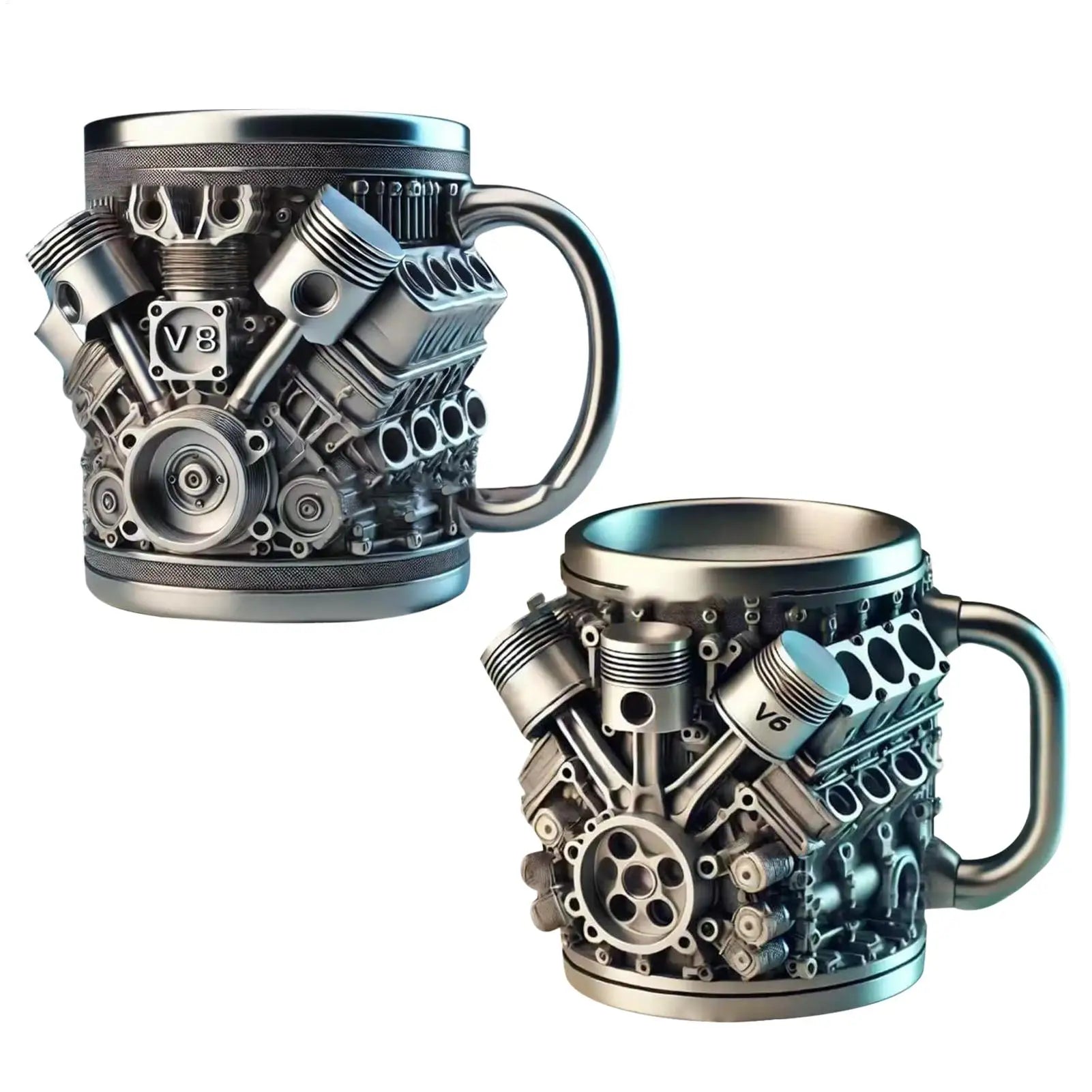 Stainless Steel Drink Mug Engine Design Water Drink Mug Beverage Tea Juice Milk Container Double Wall Insulated for Morning