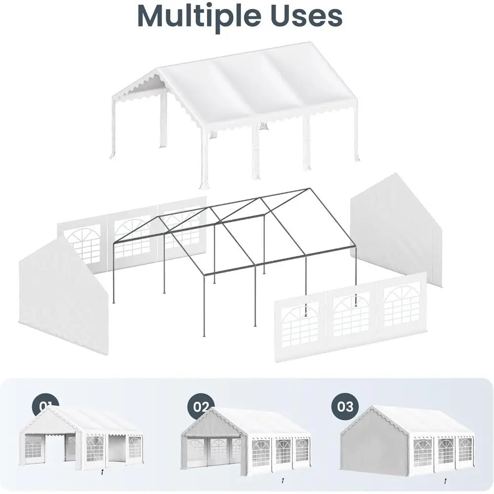 16x20 Outdoor Heavy Duty Party Tent, Large Party Wedding Event Tent with Removable Sidewalls & 3 Storage Bags or Patio Outdoor G