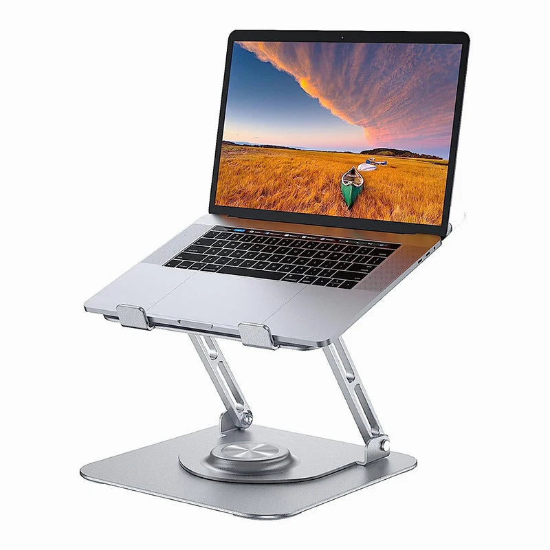 Foldable Portable Adjustable Computer Stand with 360° Rotating Base Ergonomic Laptop Riser  Laptop Stand for Desk