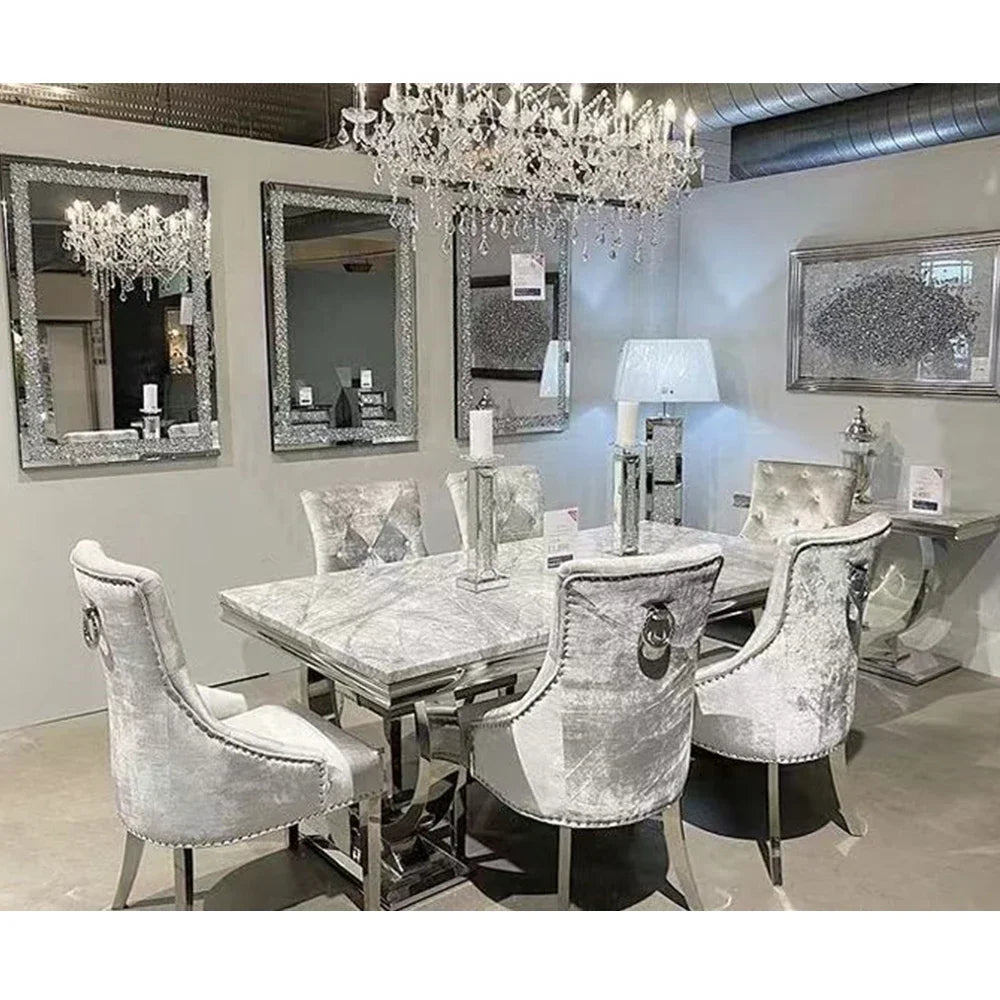 # Dining Room Furniture Restaurant Tables Dining Table Silver Dining Set With 4 Chairs #