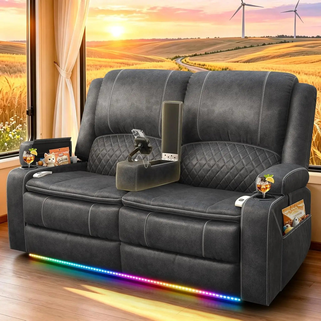 Power Loveseat Recliner, RV Loveseat Recliner Wall Hugger (Pu,Brown), Custom