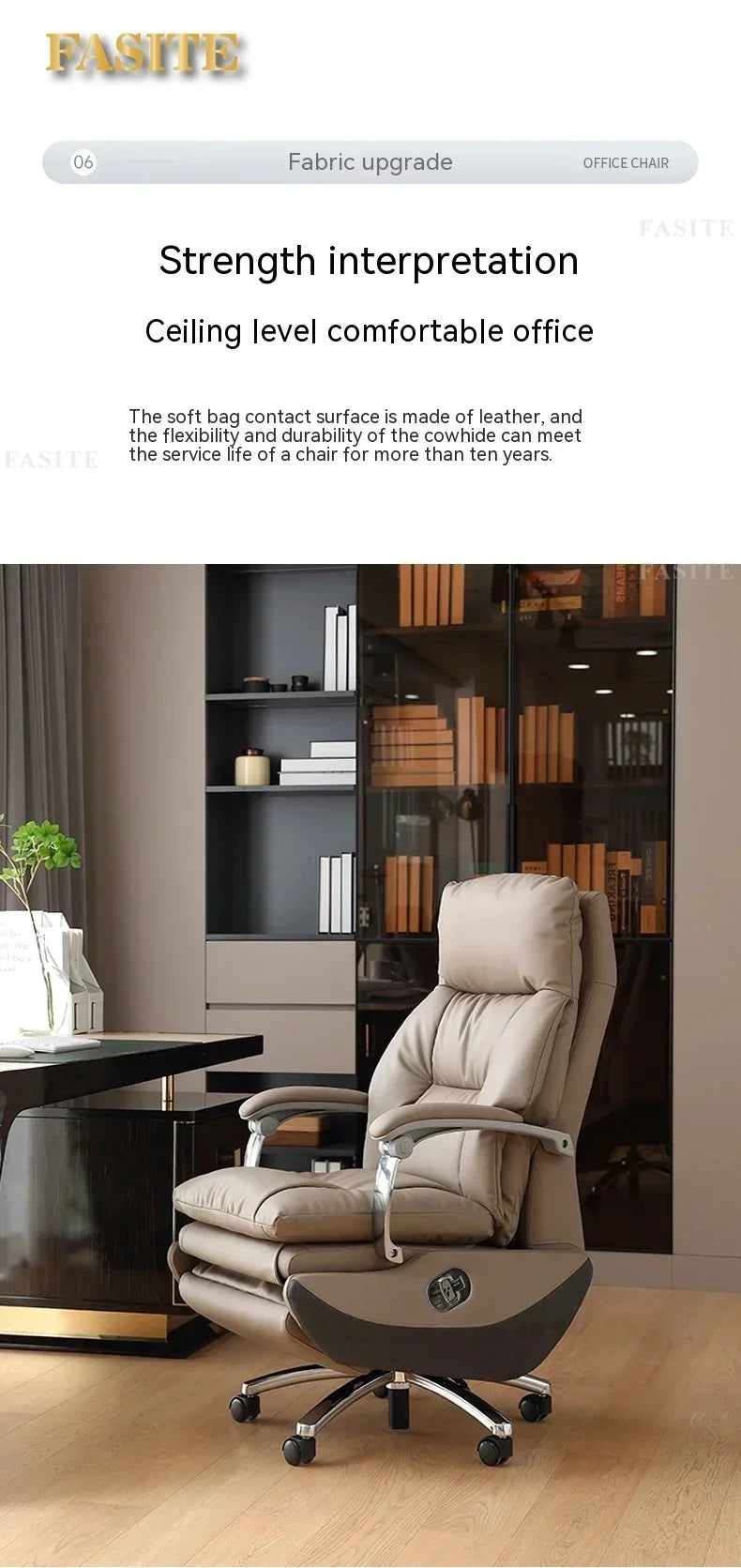 Practical Leather Executive Mobile Desk Chair Gaming Computer Ergonomic Office Chairs Reading