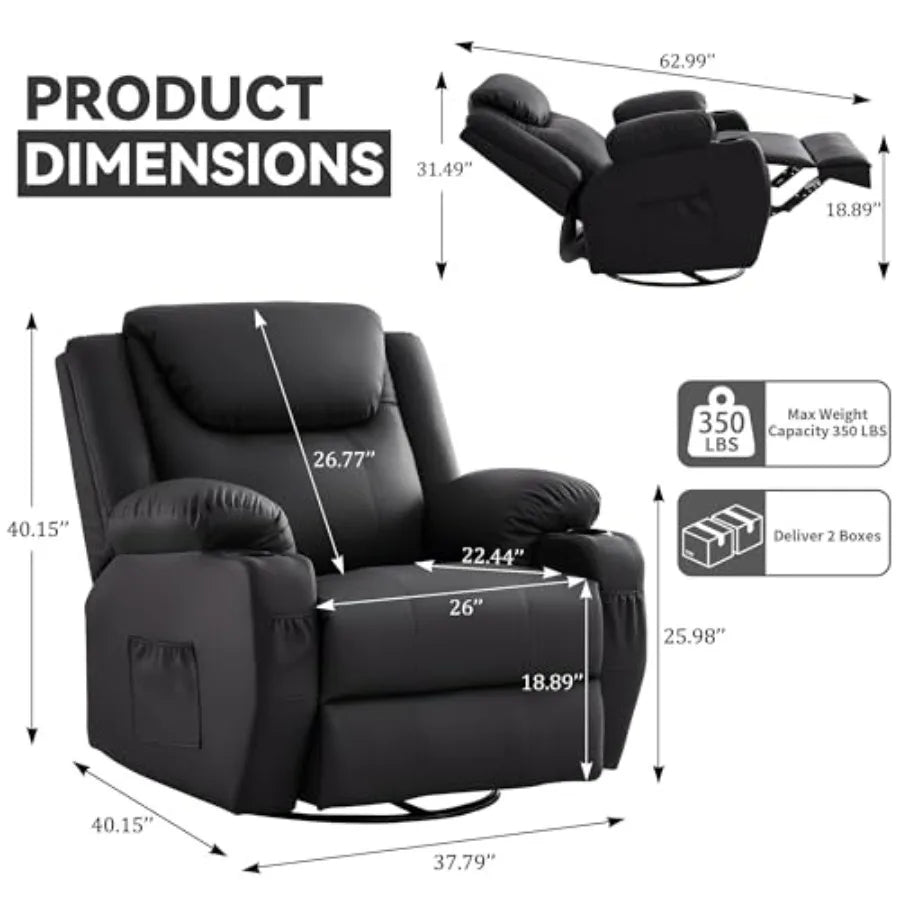 Recliner Chair,Rocking Chair with Massage and Heat,360° Swivel Recliner Chairs for Adults,for Bedroom,Nursery,Living Room Chairs