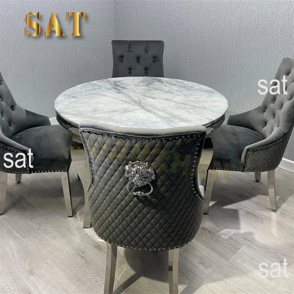 # Furniture Cheap Modern Elegant Dining Table Set 4 Chairs Marble
