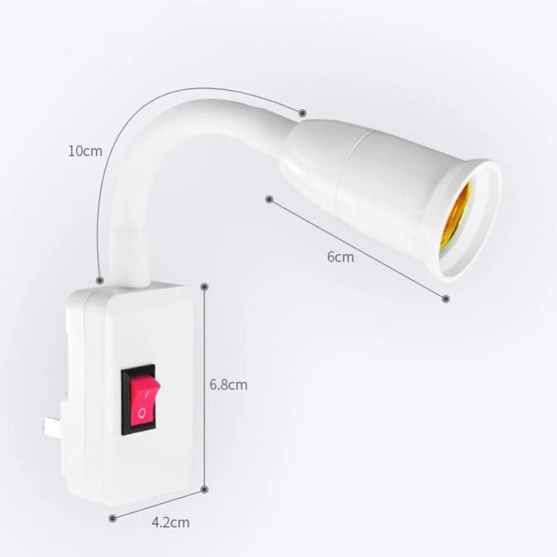 E27 Lamp Base Bulb Holder Light Socket EU US Plug Wall Flexible Bendable Holder Lamp Adapter Light Base With On/Off Switch