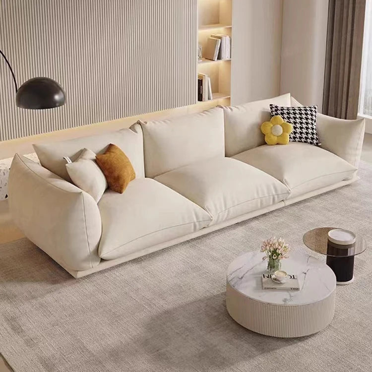 Modern Design Home Furniture Bread Shape White Teddy Boucle 3 Seat Sofa Set Sectional Couch Velvet Fabric Living Room Sofa