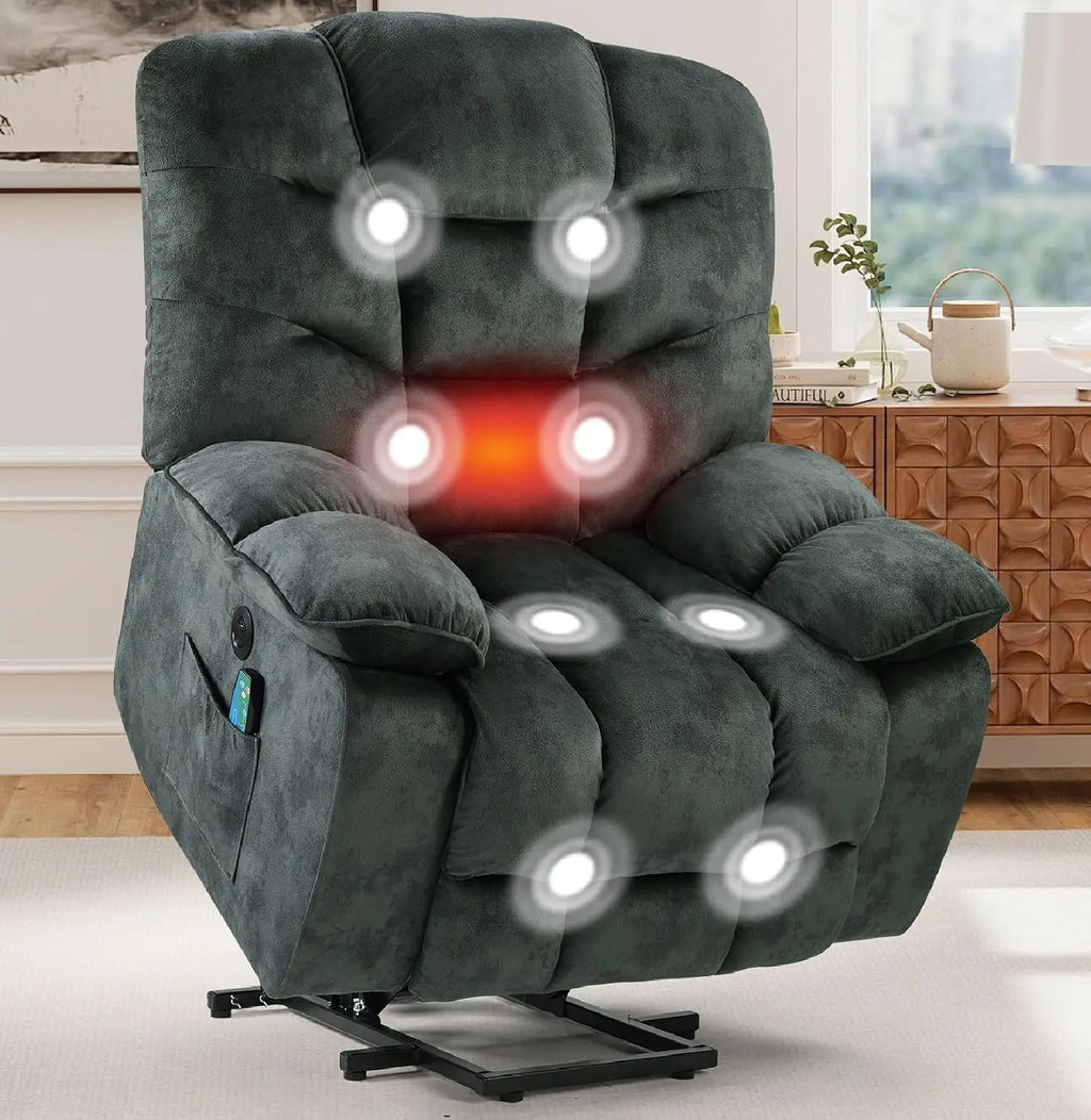 Massage Recliner Chair, Overstuffed Rocker Lazy Boy Chairs with Vibration&Gently Heat,Fabric Ergonomic Manual Nursery, Custom