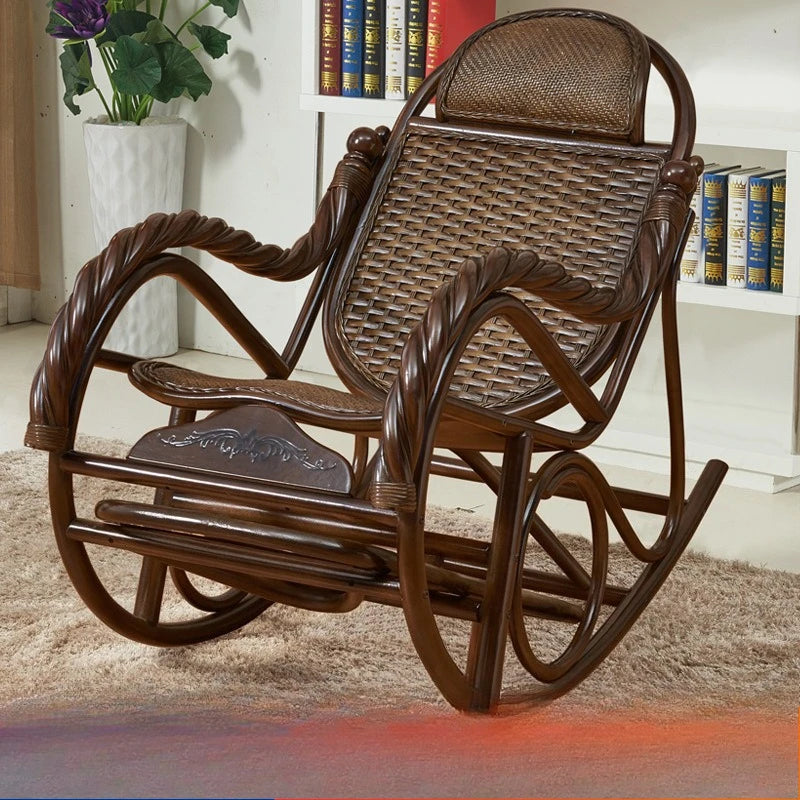Rattan chair, rocking chair for the elderly, rocking chair for the lazy on the balcony, reclining chair, nap chair