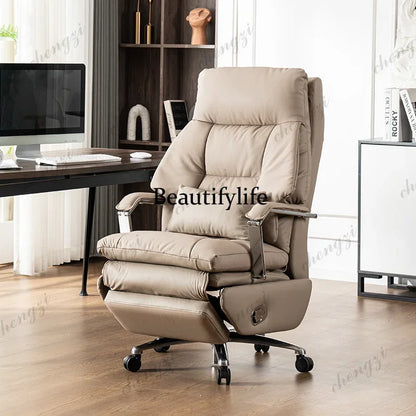 Nordic Leather Massage Recliner Office Chair with Wheels