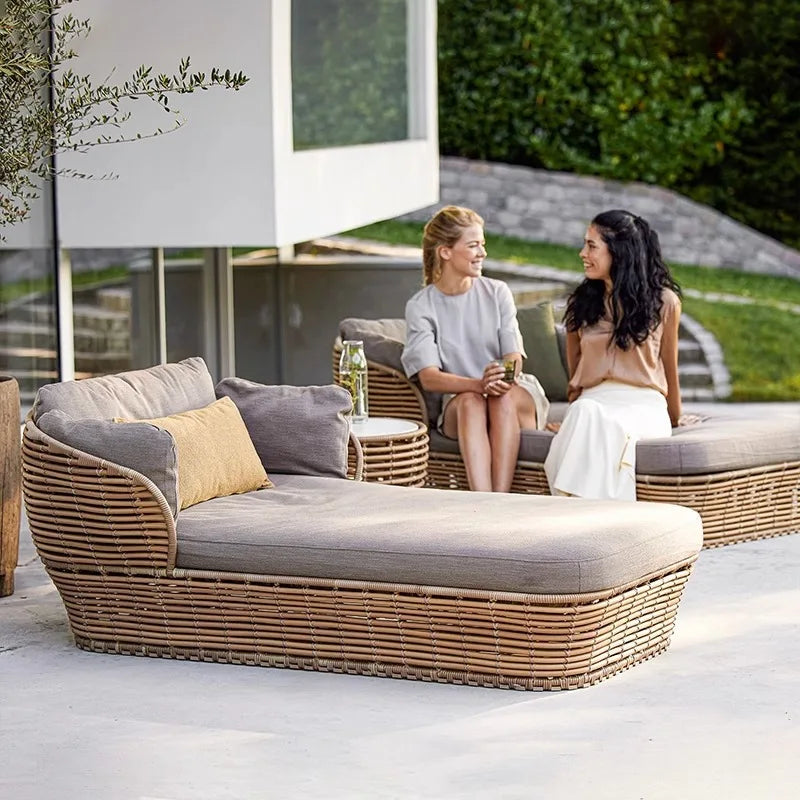 LMM outdoor rattan sofa sun protection waterproof patio balcony garden rattan chair