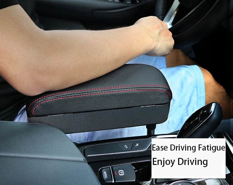 Car Seat Gap Armrest Box Height Adjustable Auto Elbow Support Arm Rest Cushion, PU Leather Car Center Console Storage Organizer
