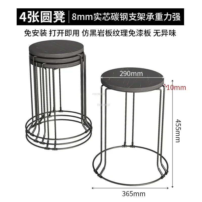 Home Folding Dining Table Set with Chairs Mobile Round Furniture Modern Kitchen Living Room Light Luxury Simple Portable