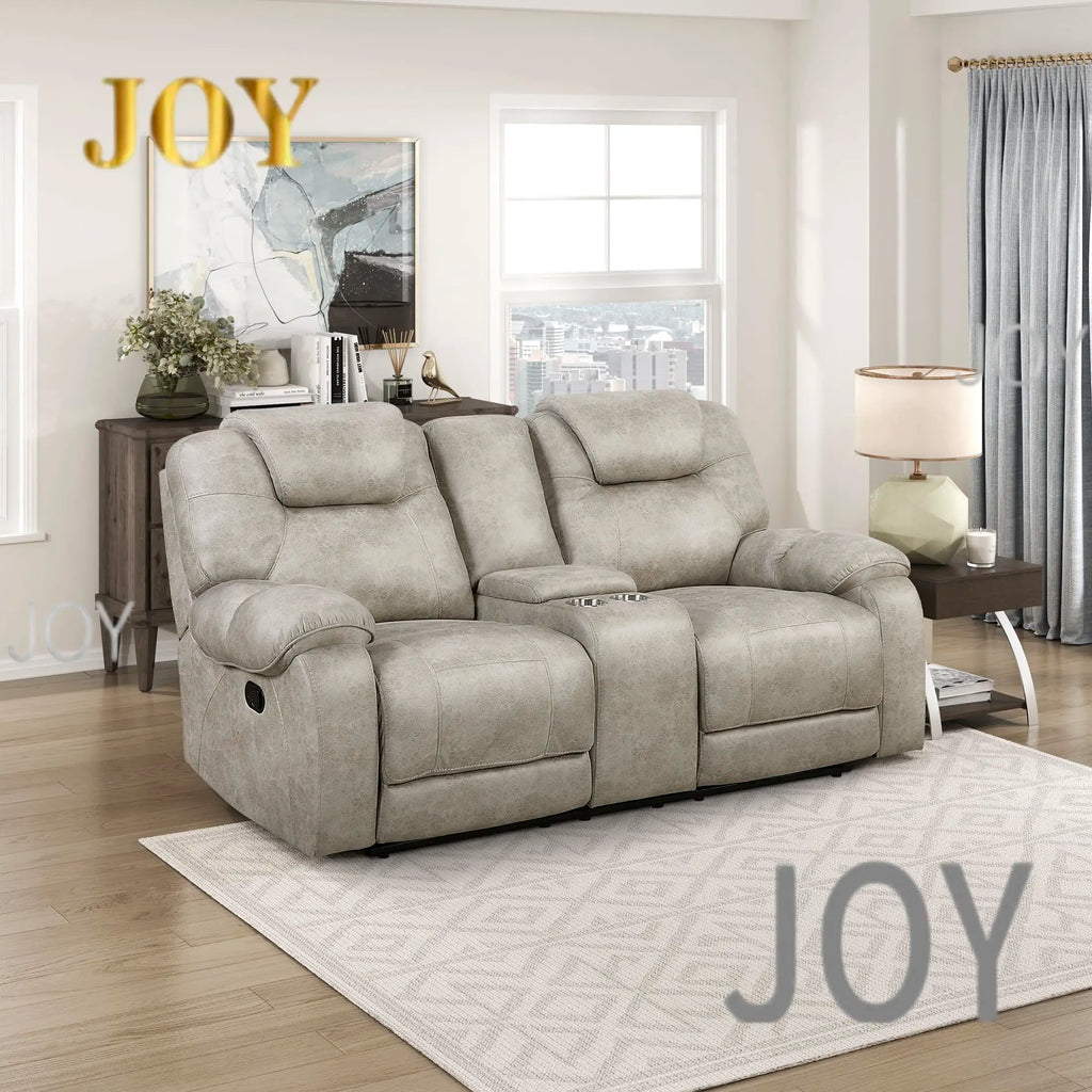 #￥Custom Manual Double Reclining Loveseat Microfiber Wall Hugger Recliner Reclinable Chair with Center Console for Living Room