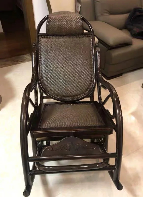 CZ Rocking Chair Hanging Basket Natural Real Rattan Plant Woven Relaxing Leisure Recliner