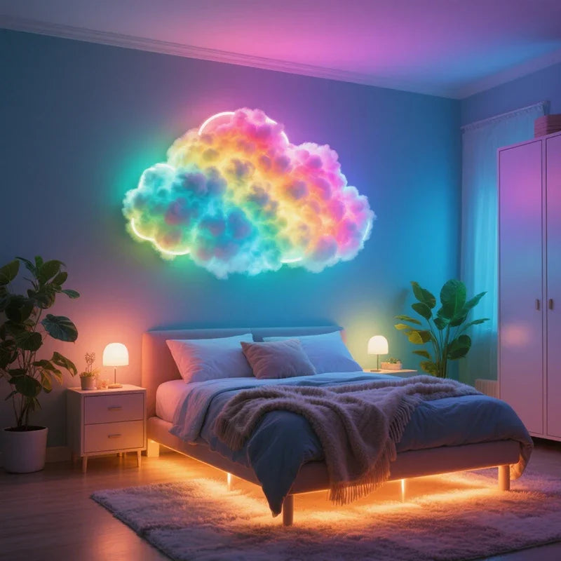 3D Cloud Lighting Light Kit with Music Sync, Multicolor RGBIC LED Strip Lights, Remote & APP Control, Mood Lighting for Bedroom