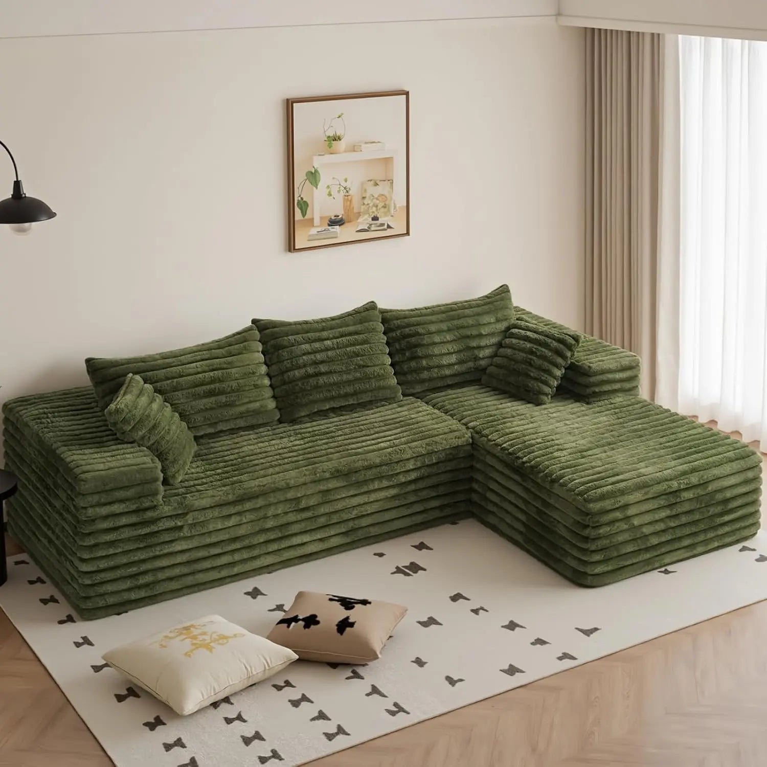 103" L Shaped Sectional Boneless Couch for Living Room, Modern Modular Cloud Sofa with Right Facing Chaise, Comfy, Customized