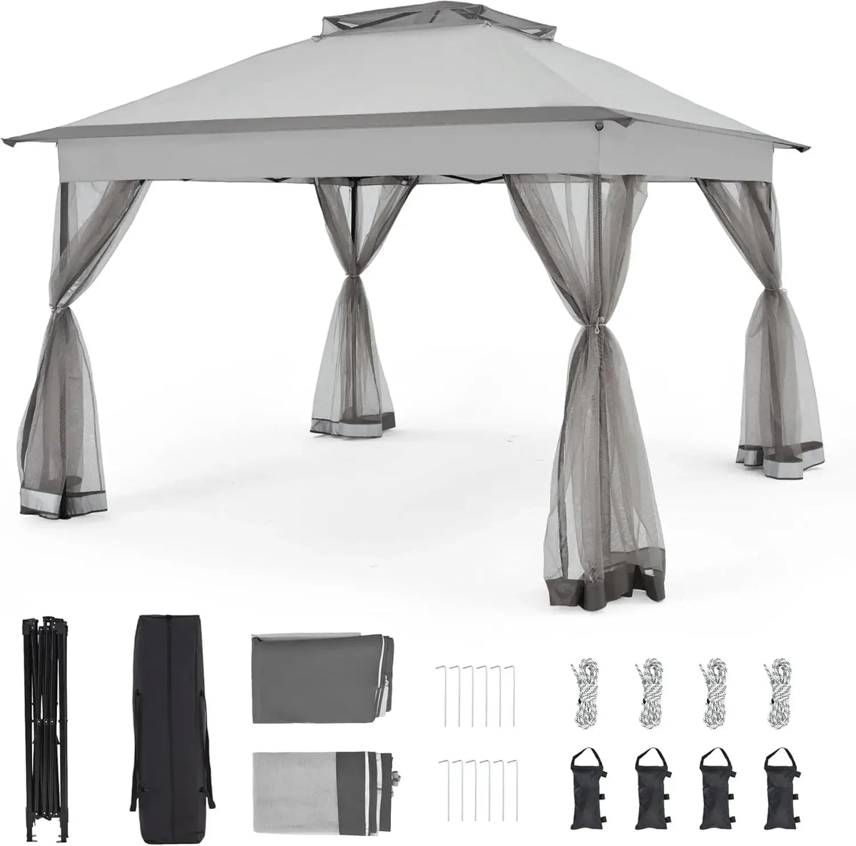 11x11 Pop Up Gazebo with Mosquito Netting – Easy 1-Person Setup, Water-Resistant Backyard Canopy for Family Patio & Garden Use,K