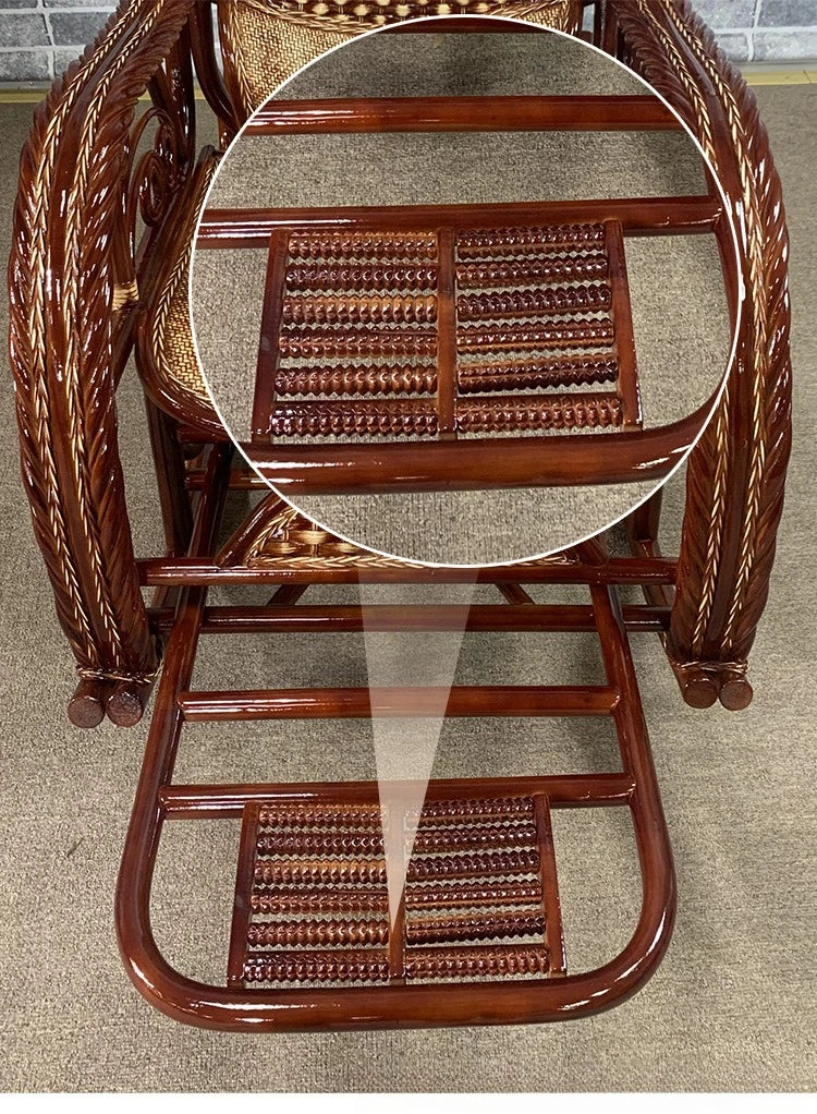 Natural rattan chair, balcony high-end rocking recliner, adult home living room, elderly nap rattan weaving
