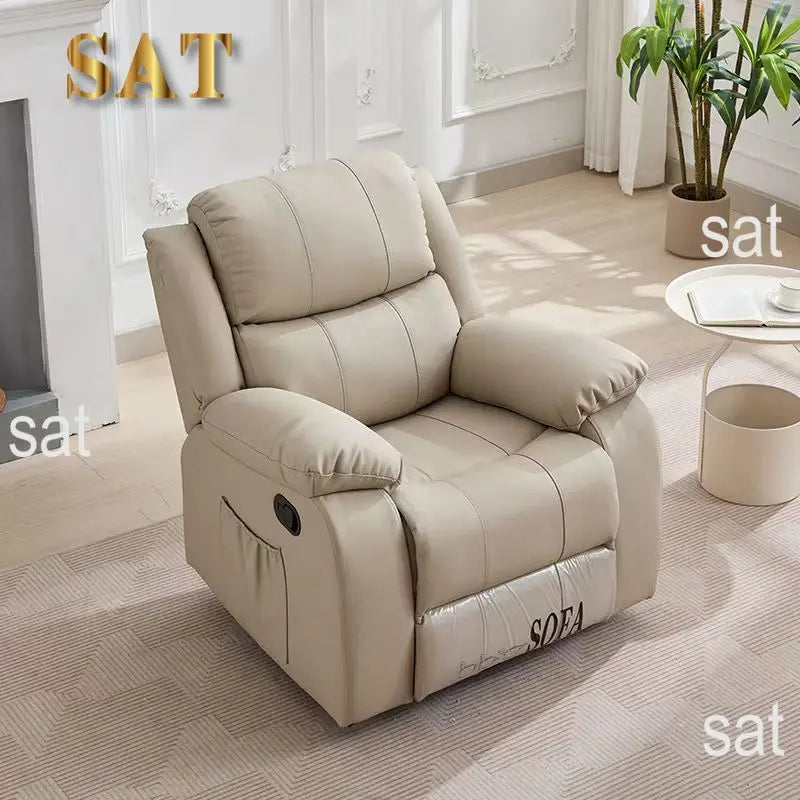 #@Modern Multifunction Electric Leather Recliner Sofa Recliner Sofa With Adjustable Backrest Swirling Single Sofa Chair