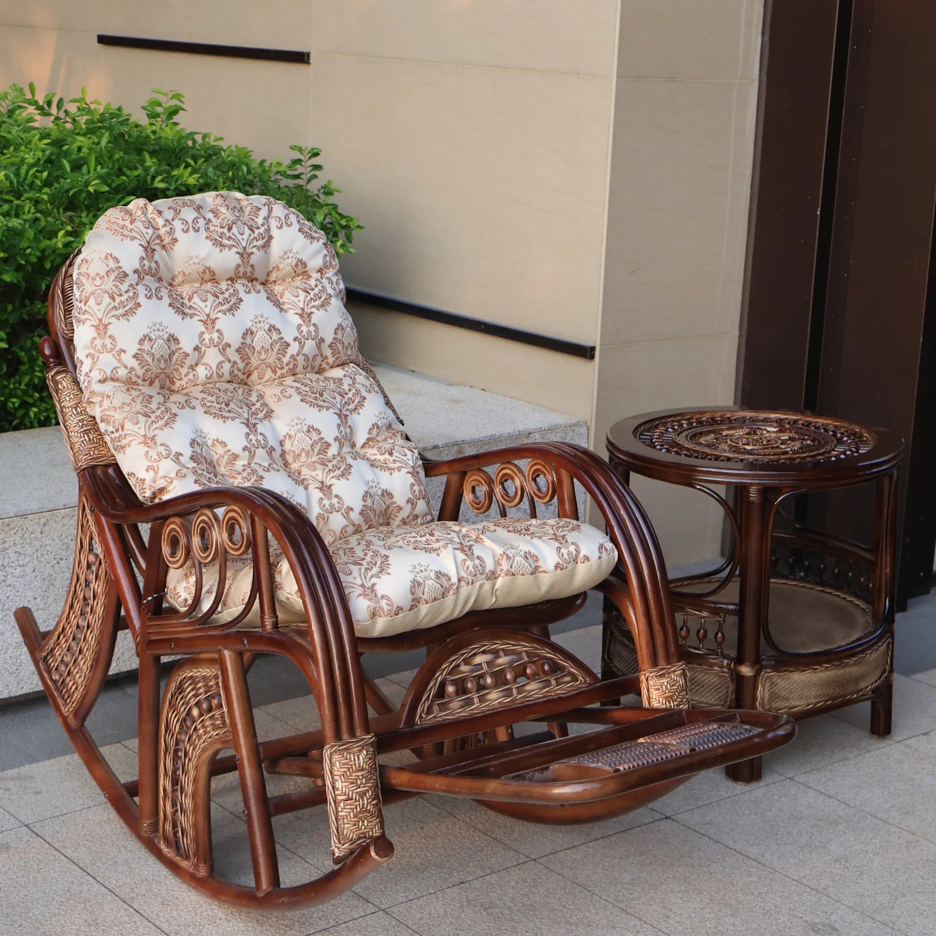 New Chinese rattan chair happy chair factory courtyard elderly rattan sofa