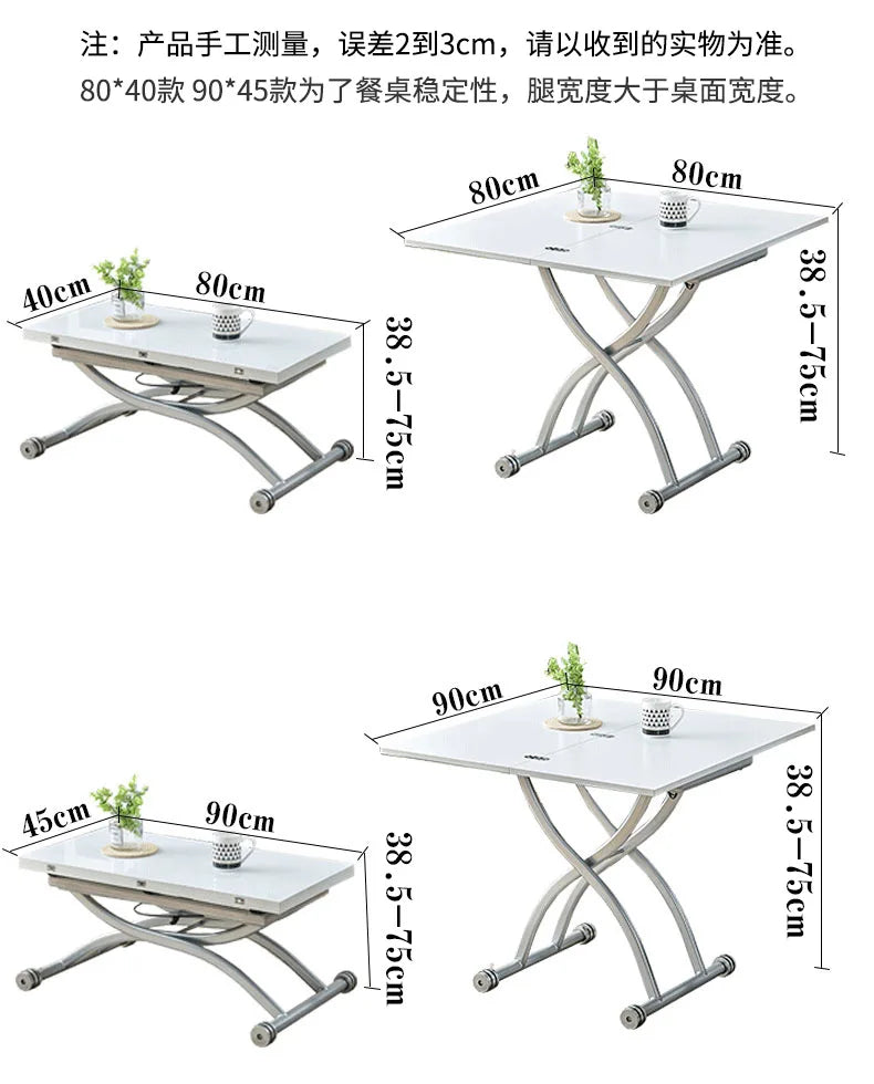 YFY  Activity Coffee Table Dining Table Integrated Small Apartment Folding Lifting Dual-use Movable with Wheels Two-in-One