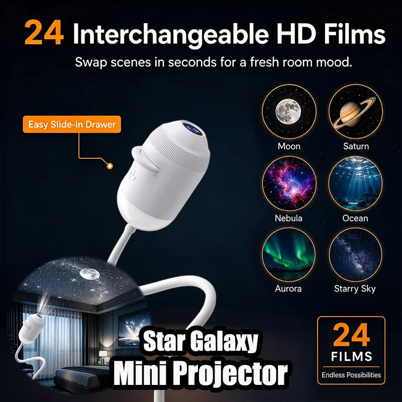 USB Starry Sky Galaxy Projector Lamp Mini Led Night Light Romantic Atmosphere Decor Light For Car Interior Home Party Gift