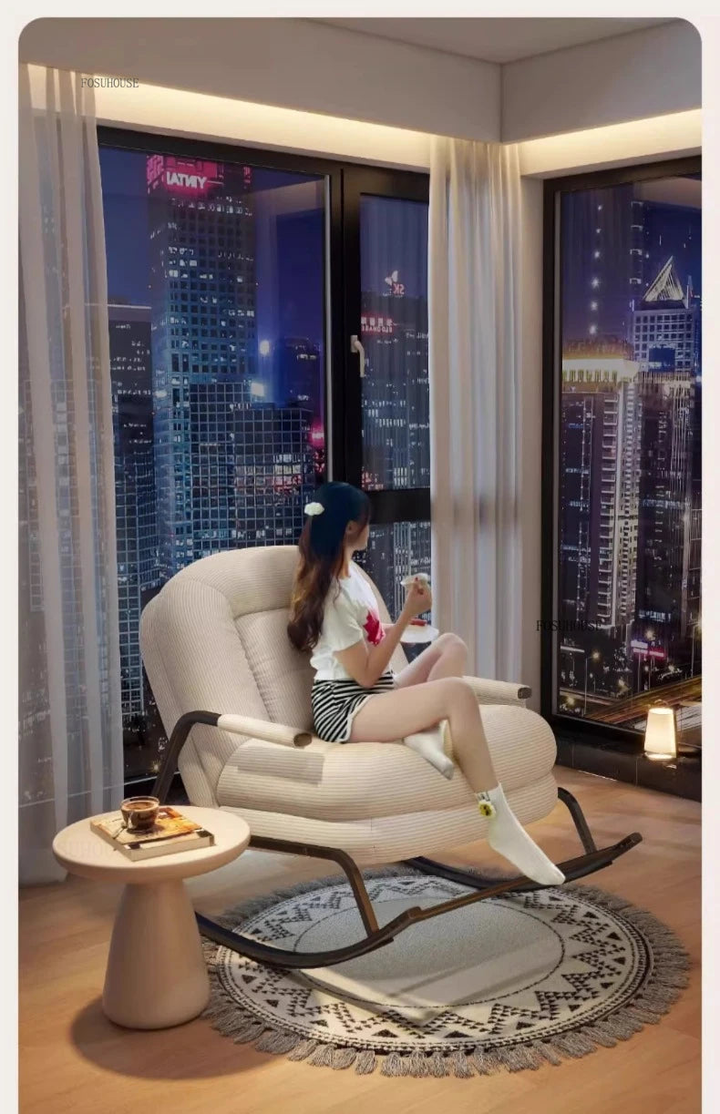 Modern Corduroy Living Room Chair Multifunctional Lazy Chair with Backrest for Balcony Home Leisure Creative Design