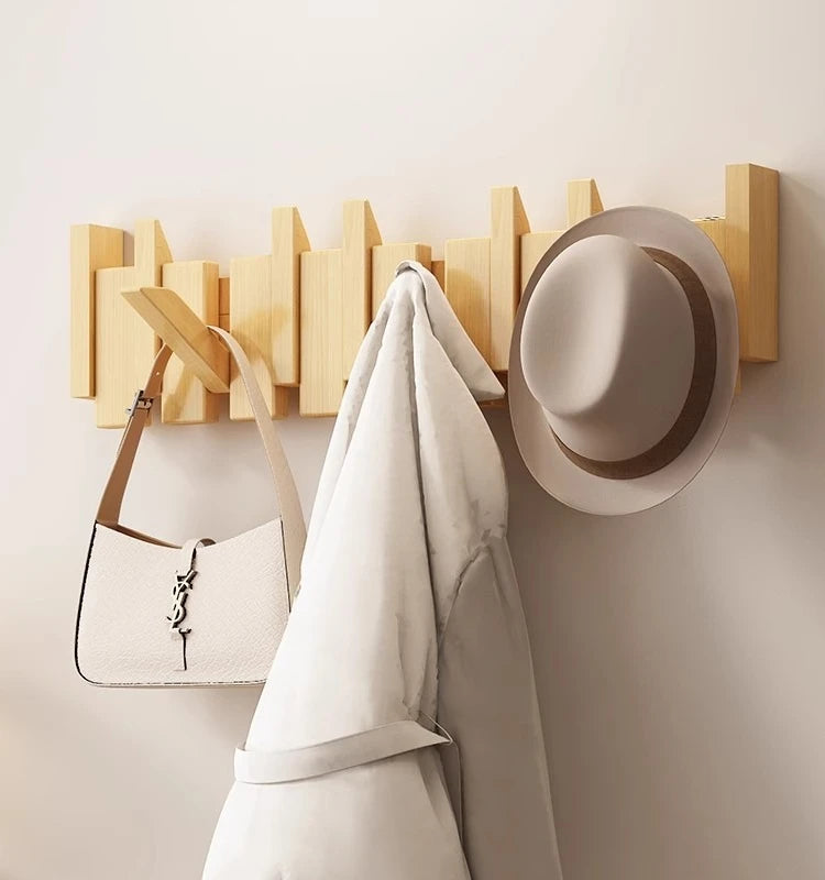 Piano Key Coat Rack Solid Wood Clothing Storage Racks Wall Mounted Clothes Organizer Hanger Entrance Hall Home Furnitures