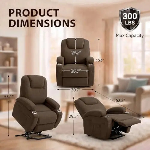 （Local US Inventory）Power Lift Recliner Chair for Elderly with Vibration Massage | Recliner Chair Ergonomic Lift Chair Cup Holde