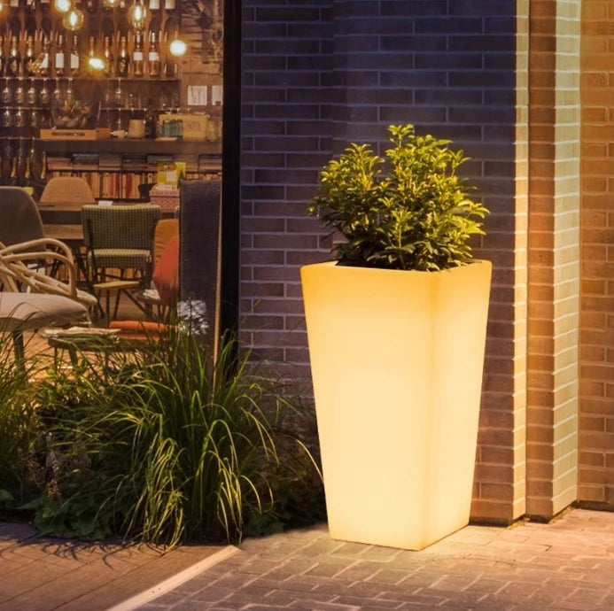 LED Glowing Rechargeable Flower Pot Outdoor LED Luminous Planter Pots with Floor LED Lighting for Garden Decor Planting