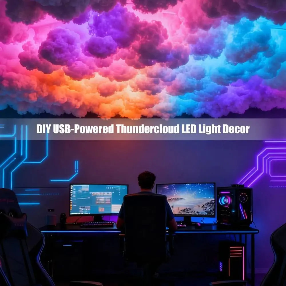 Adjustable Lighting Thundercloud LED Lights Remote Contro USB Powered Dynamic Lighting Lamp Cotton Cloud Multicolor Lights