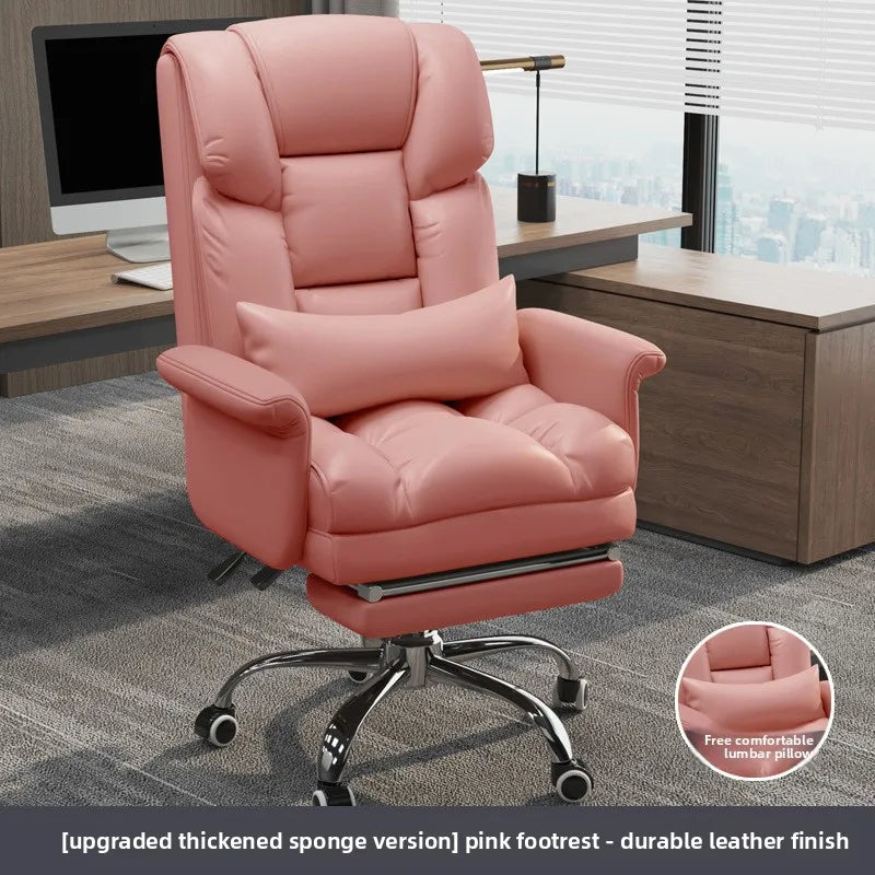 Executive Leather Office Chair Ergonomic Comfort Reclining Desk Chair for Home Workstations Full Backlift Adjustable Furniture