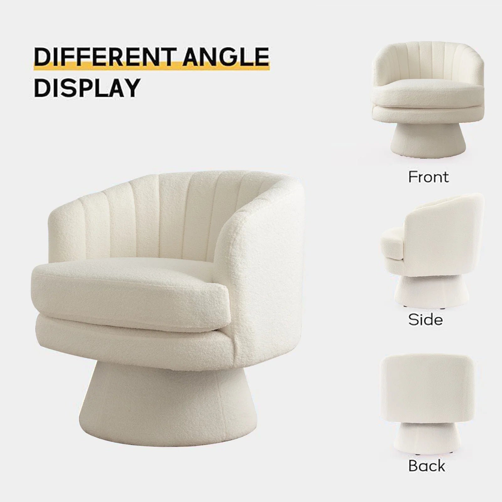 Swivel Accent Chair with Armrest, Modern 360 Degree Swivel Barrel Chair with Curve Back for Living Room,Bedroom,Waiting Room