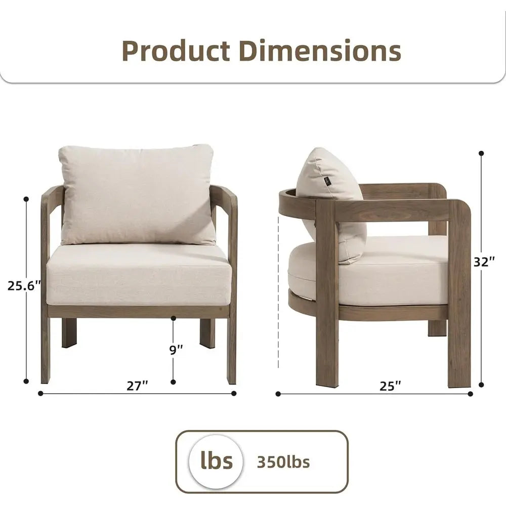Outdoor urniture Set, 2Pcs Patio Armchairs, Metal ern Outside urniture with 6'' Thick Cushions, Outdoor Contion Set Balcony Chai