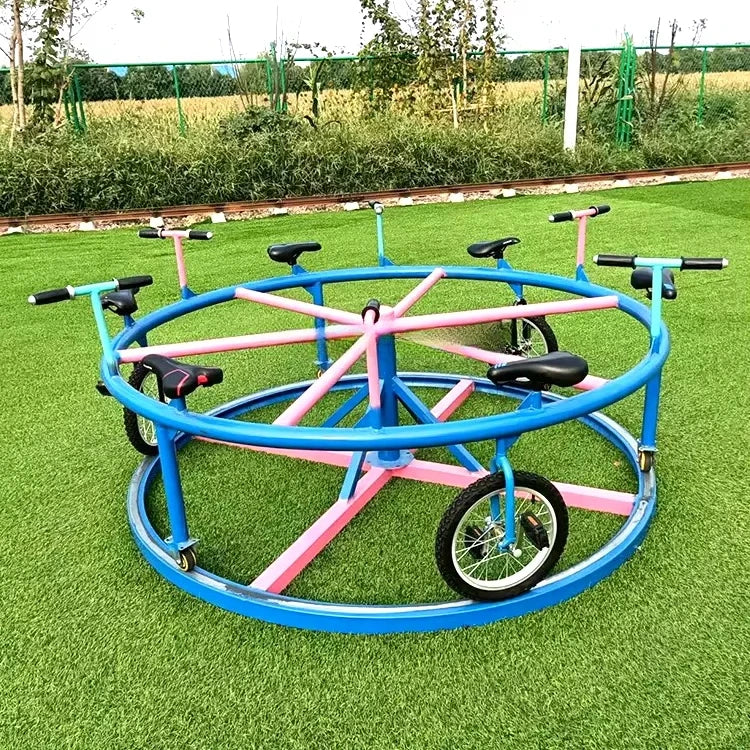 Rotating bicycle riding amusement park 6 seats Cycling without power