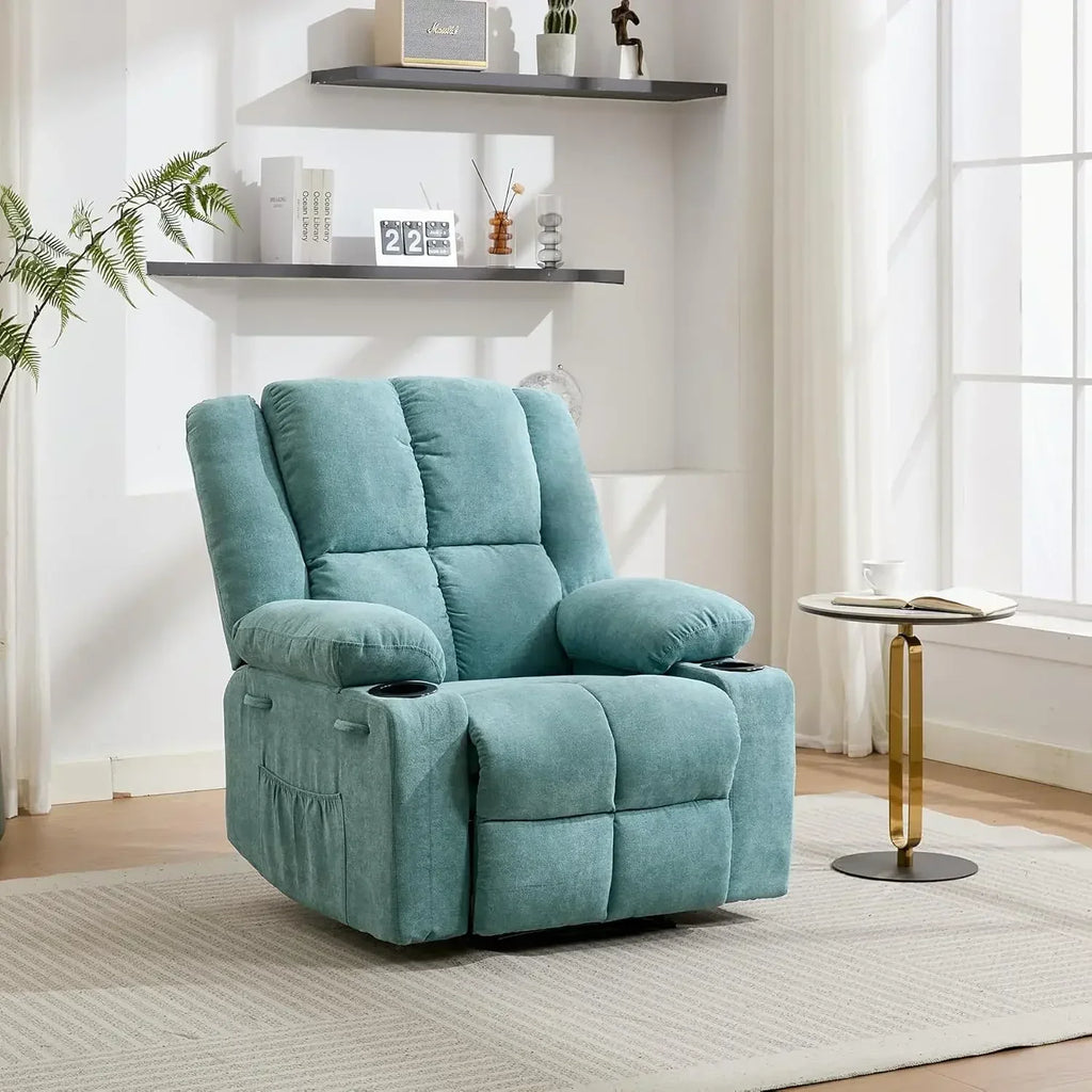 BestsellerBestsellerManual Recliner Chair with Heating & Massage,Ergonomic Overstuffed Breathable Fabric Reclining Chair with Si