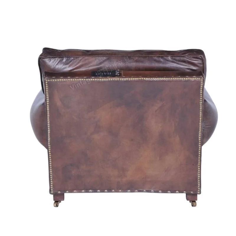 Medieval retro oil wax leather sofa living room single sofa living room sofa chair hotel reception