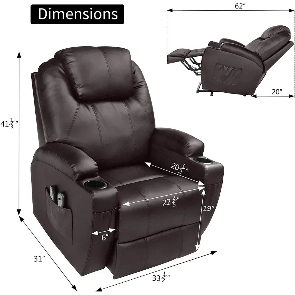 For Power Lift Recliner Chair with Massage, Single Sofa, Home Theater Seating with Heat and Vibration Sofa, Recliner Chair