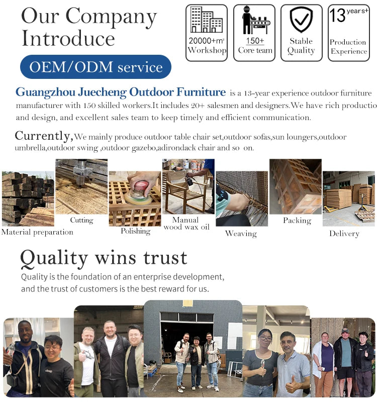 Sofa, with Waterproof UV-resistant Cushion, Outdoor Wooden Furniture, with Customized Service, for Hotel Patio Courtyard Use