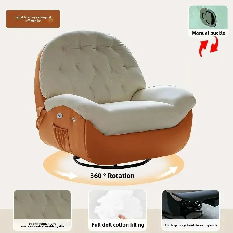 Modern Fabric Living Room Sofas Designer Living Room Furniture Leisure Lazy Sofa Bed Rocking Chair Nordic Home Rotating Recliner