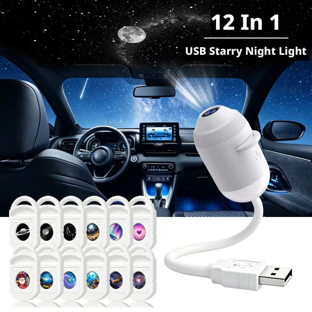 Car Galaxy Films Projector USB Starry Sky Night Light HD Smart Dynamic Holographic Light Projector Car Bedroom Atmosphere Light