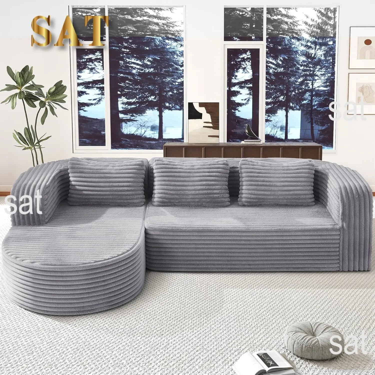 #96" Modular Sectional Sofa Oversized Chaise L Shape 3 Seat Living Room Apartment No Assembly, Customized