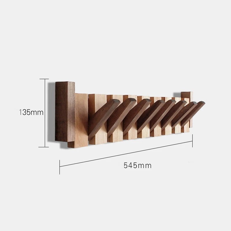 Walnut Wood Coat Rack Hook Wall-Mounted Hidden Decoration Hook Hanger Foldable Bedroom Closets Wooden Wall Shelf Home Decor