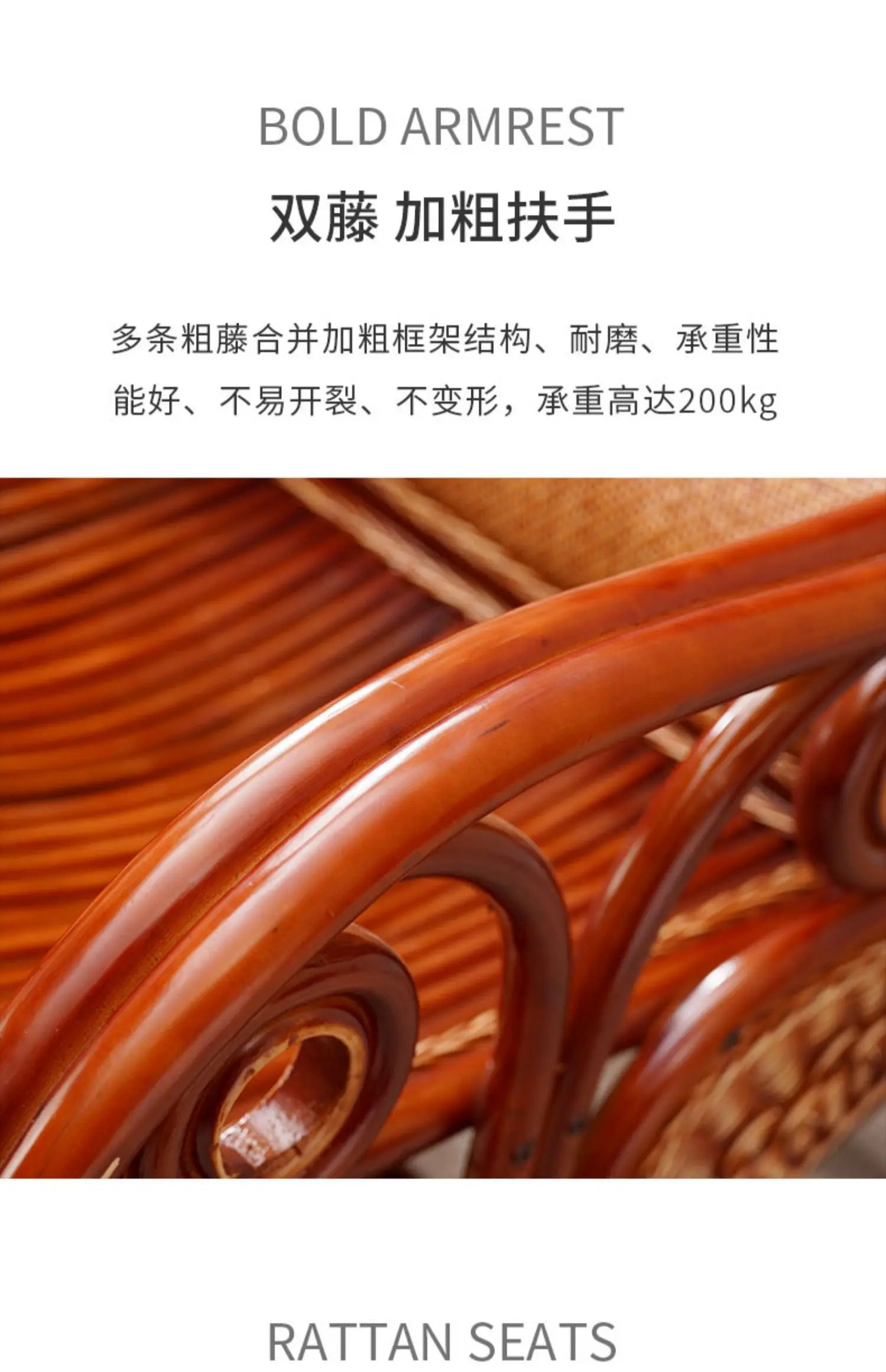 natural true rattan rocking chair recliner sofa single balcony home leisure retro cushion living room