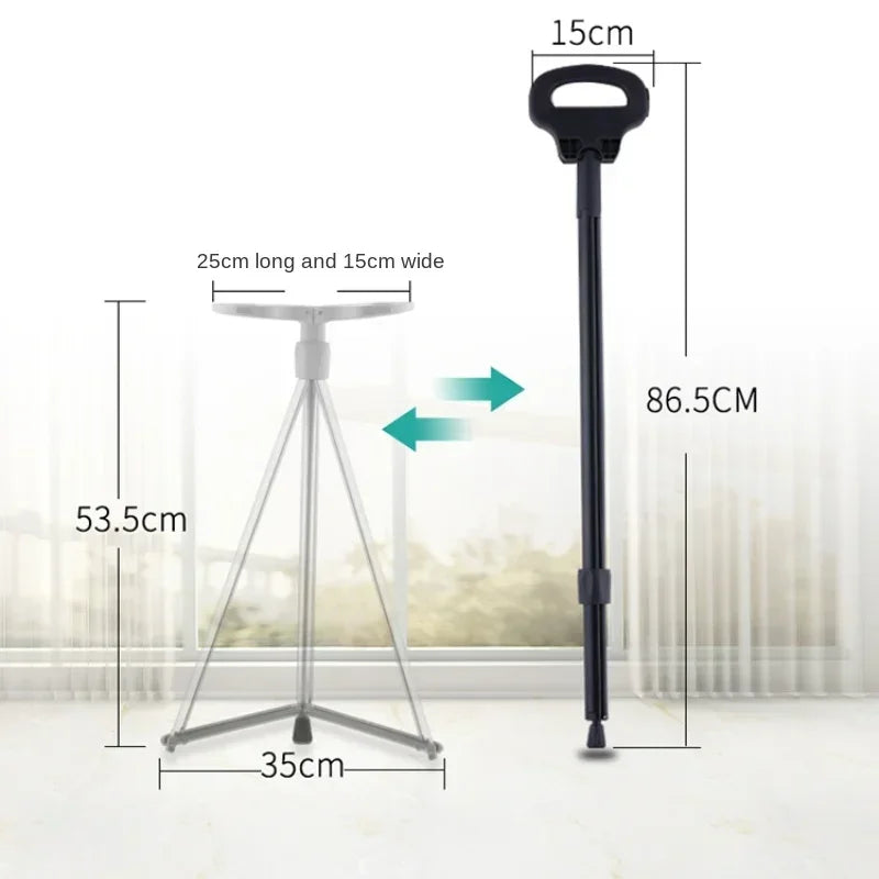 Portable Elderly Cane Stool Non-Slip Multifunctional Lightweight Chair Ideal for Outdoor Hiking