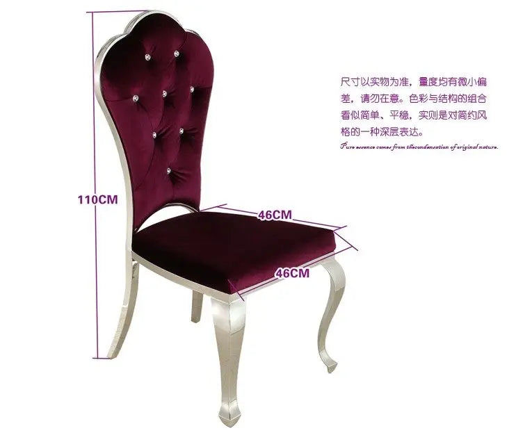 Stainless steel dining chair European neoclassical fashion chair Hotel matching chair Home leather fabric f