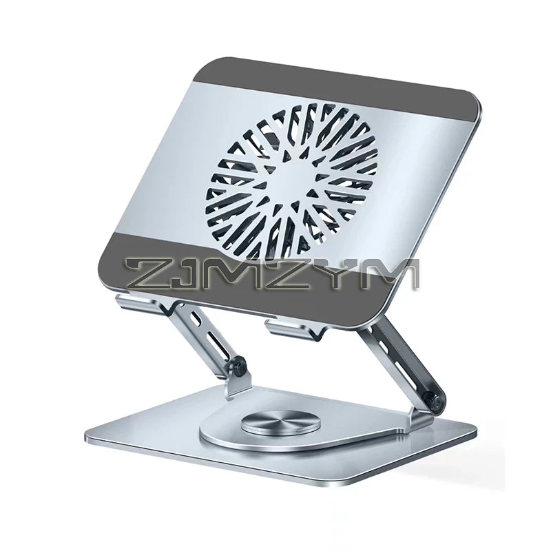 Desktop Laptop Stand 360° Rotatable Metal Tablet Cooling Stand with Folding Fan Radiator Support Lift Anti-skid