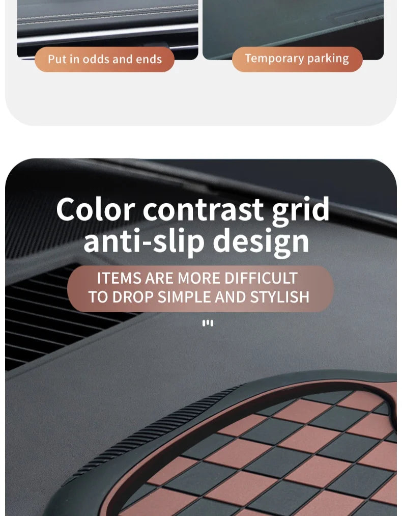 Multifunctional Plaid Anti-Slip Mat Car Phone Holder 360° Rotatable Temporary Parking Card Auto Accessories